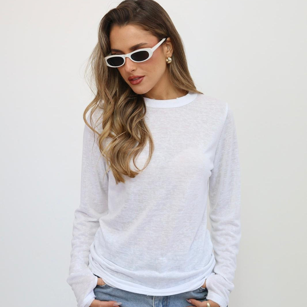 חולצה | בייסיק פשתן עיגול